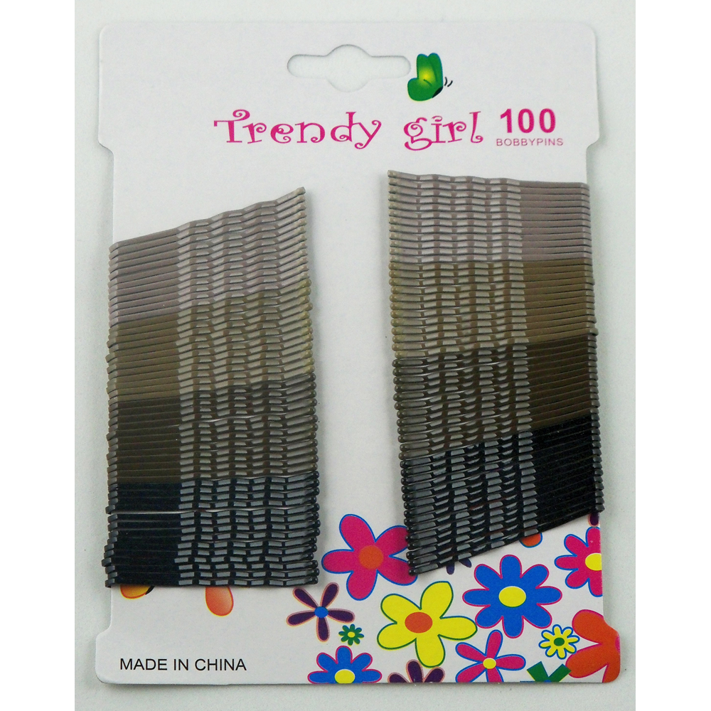 A package of hair clips in different colors.